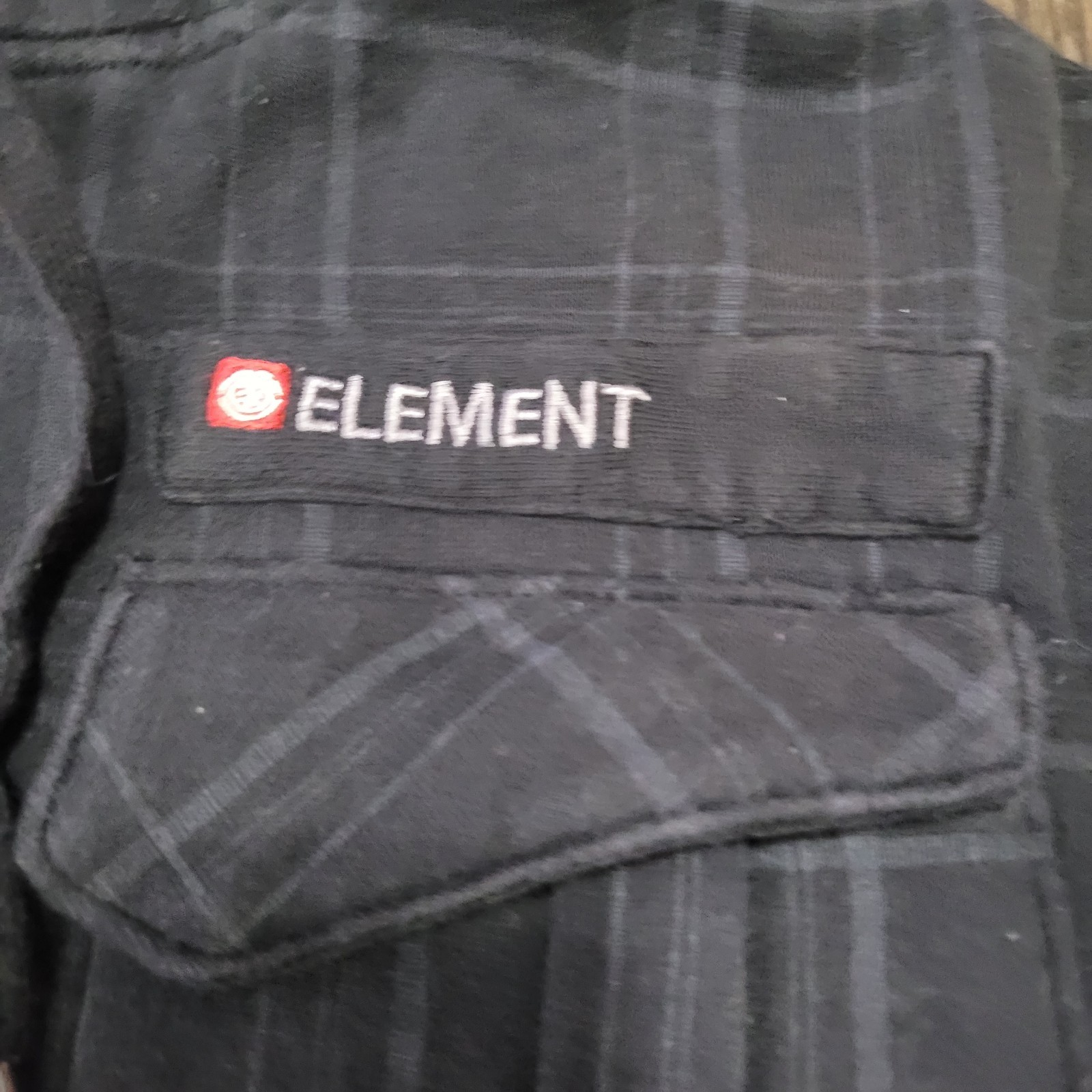 Element Skateboards Full Zip Hoodie Mens Small Plaid Gray Pockets Logo
