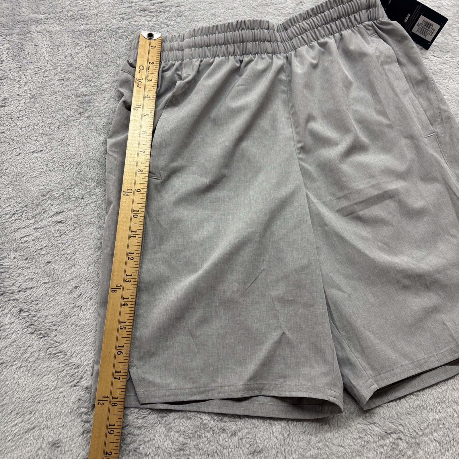 Prince Mens Heather Grey 9 Inch Inseam Performance Tennis Athletic Shorts Small