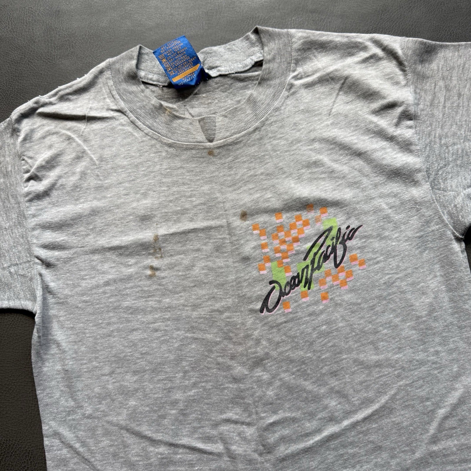 vintage 80s ocean pacific distressed faded graphic shirt