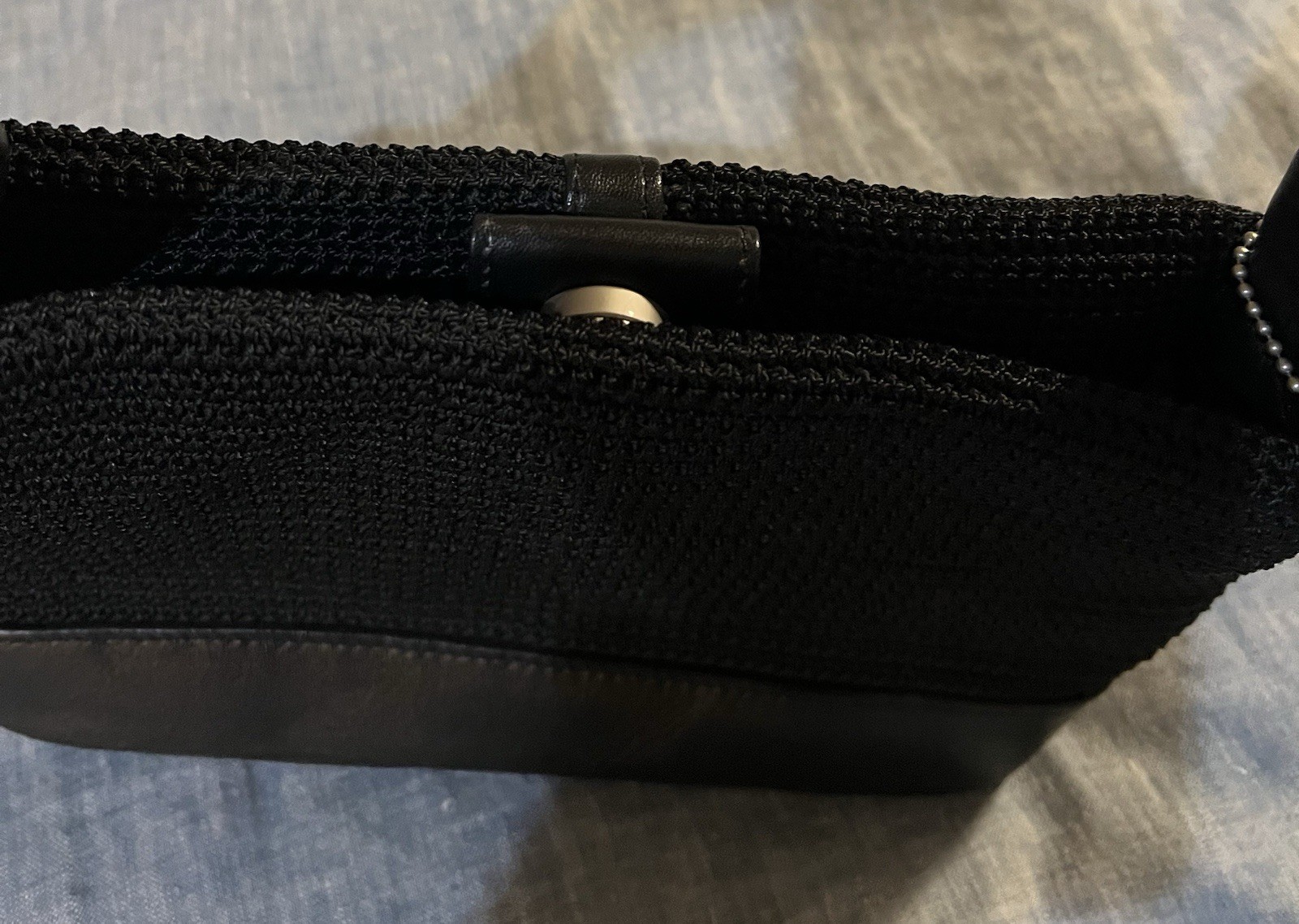 The Sak Leather and Tightweave Small Black Crochet Purse Handbag New Without Tag