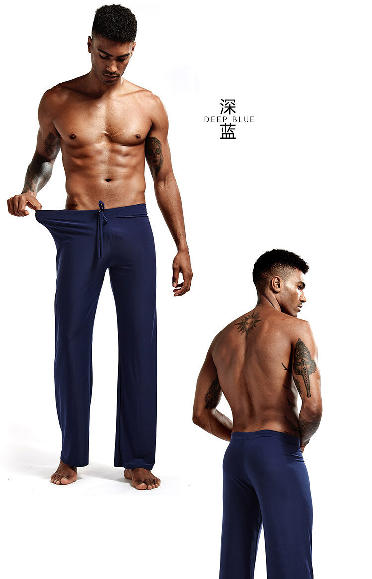Men Sweat Pants Yoga Lounge Middle Waist Drawstring Trousers Straight Bottoms