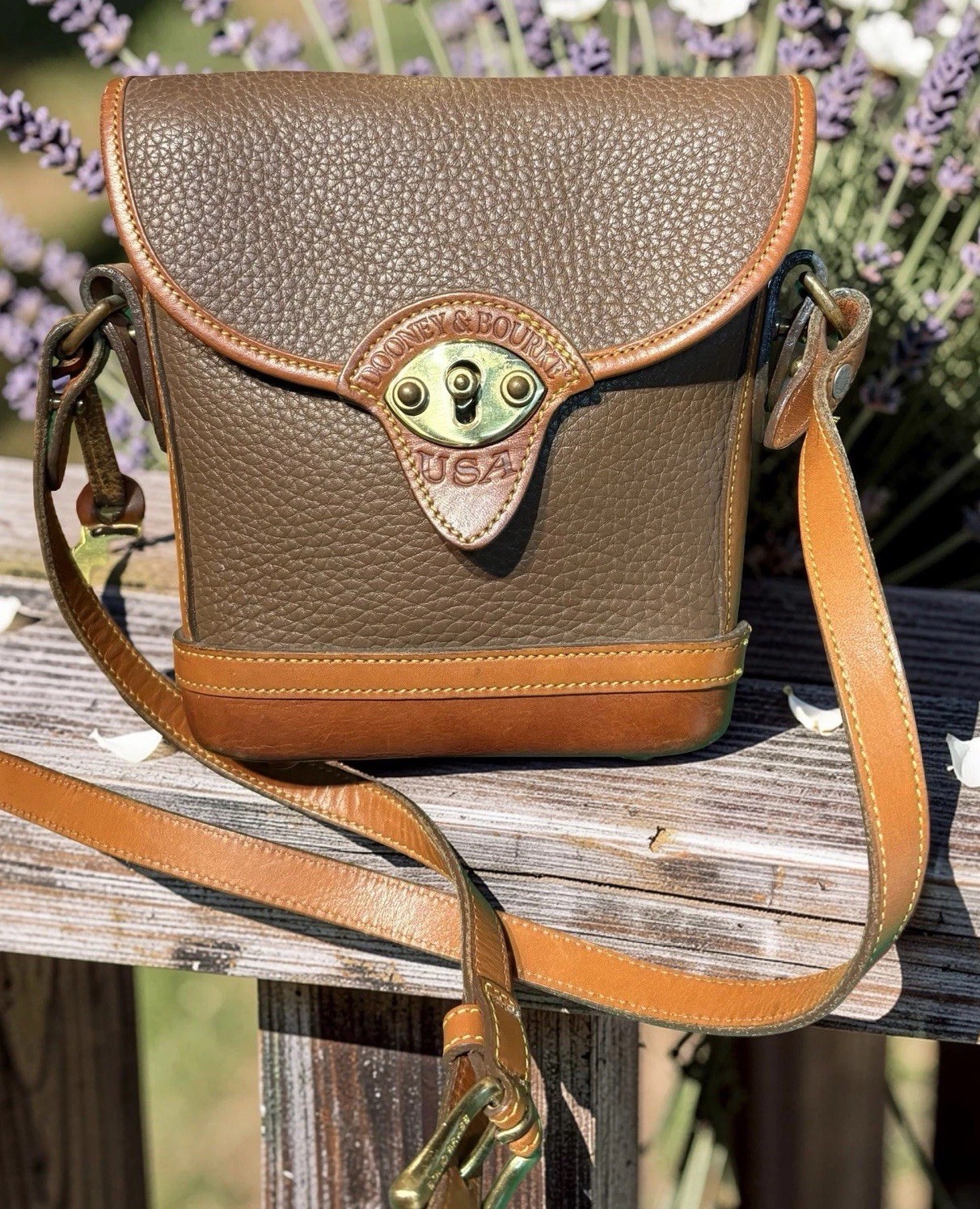 Dooney Bourke Vintage Brown Cavalry Spectator R79 Mini Bag All Weather Leather
