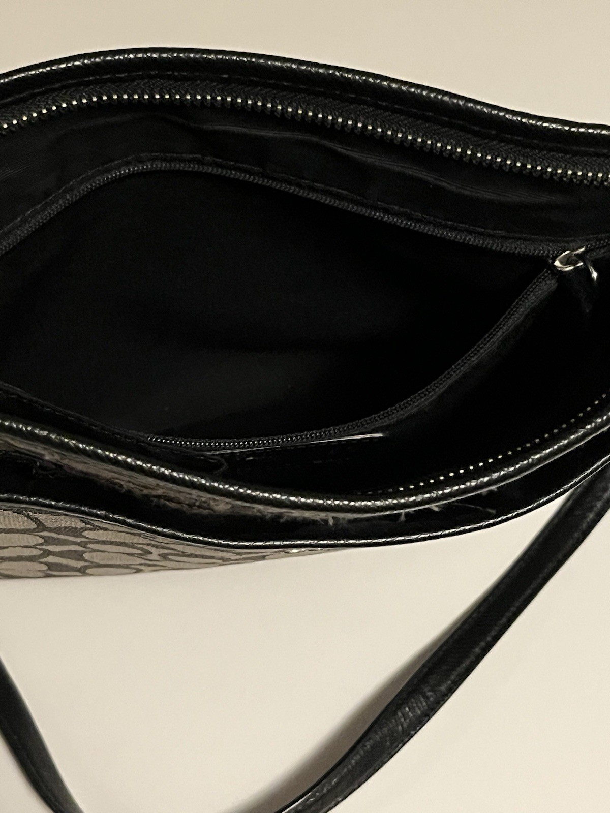 Coach New York Crossbody Black Bag With Cc Monogram Pattern And Adjustable Strap
