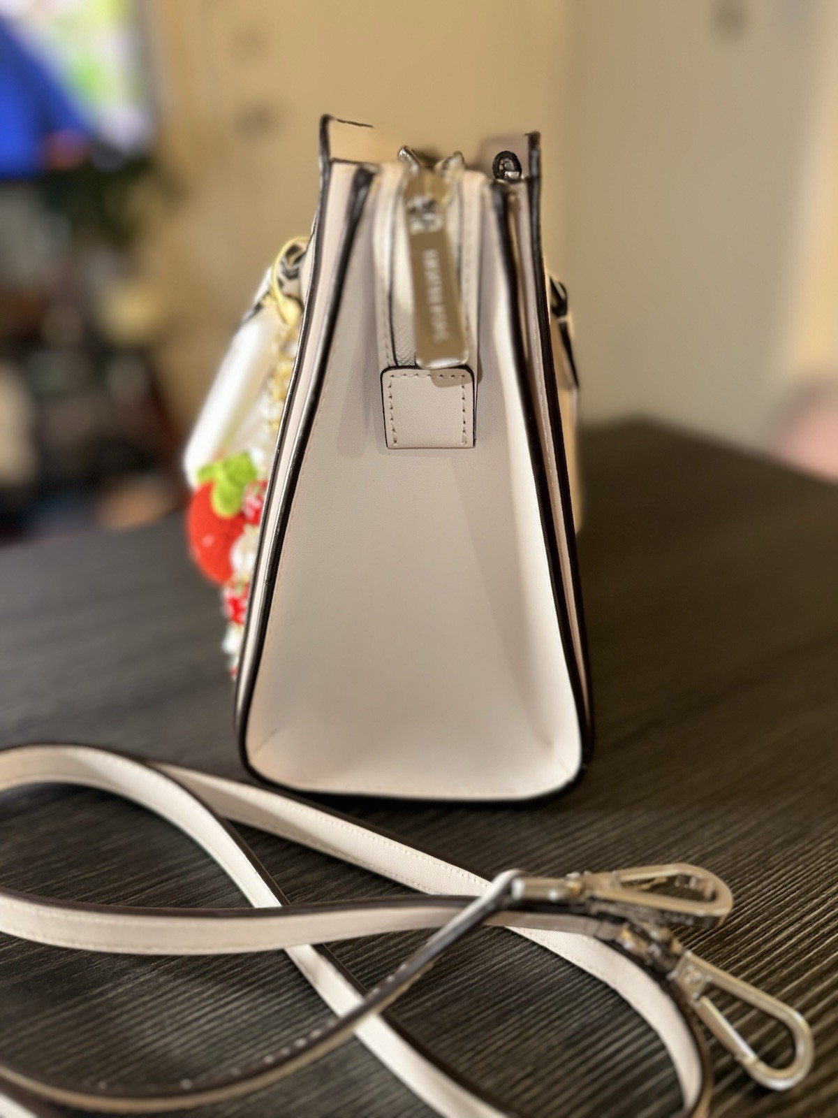 Michael Kors Optic White MAE Leather Messenger Bag Tote NWT Crossbody Purse Tote