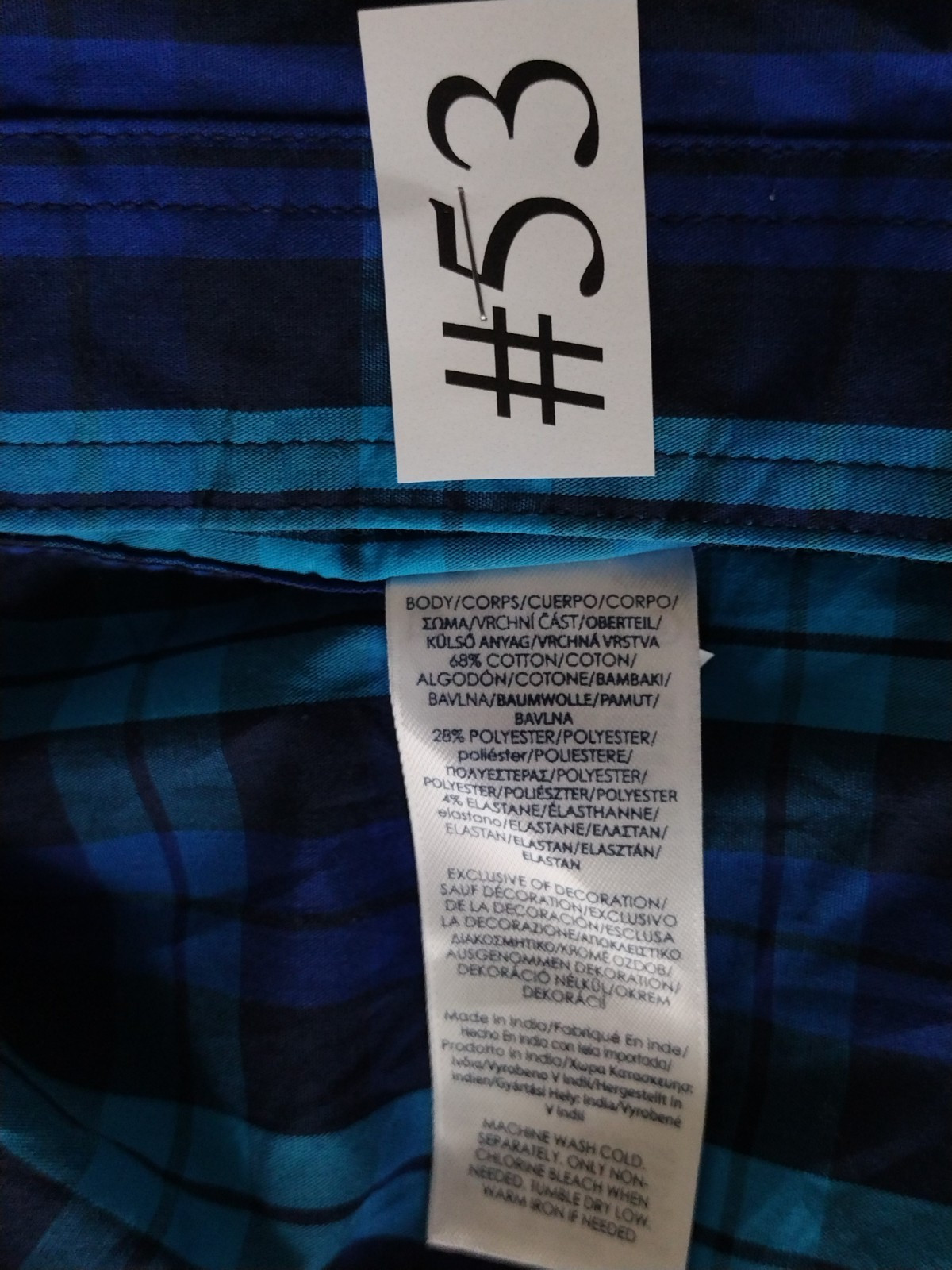 Men’s CHAPS STRETCH EASY CARE PLAID SHIRT Size 3XB LOGO ONE POCKET LONG SLEEVE