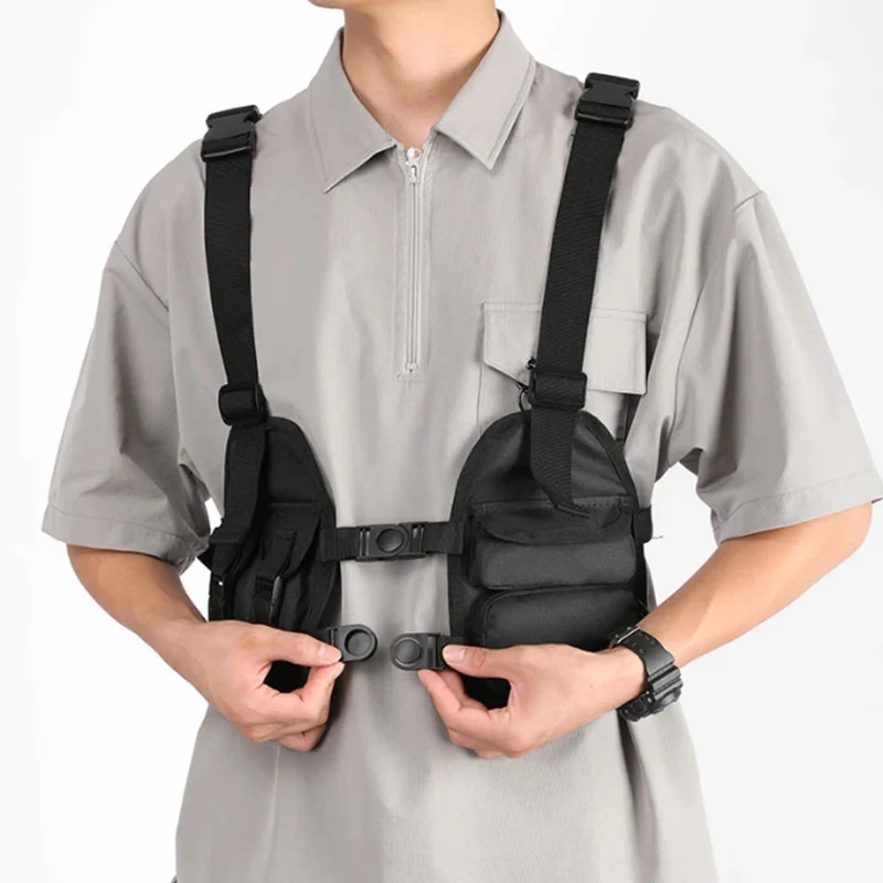 Functional Tactical Chest Bag Exercise Travel Vest Pack Oxford Cloth Vest Storag