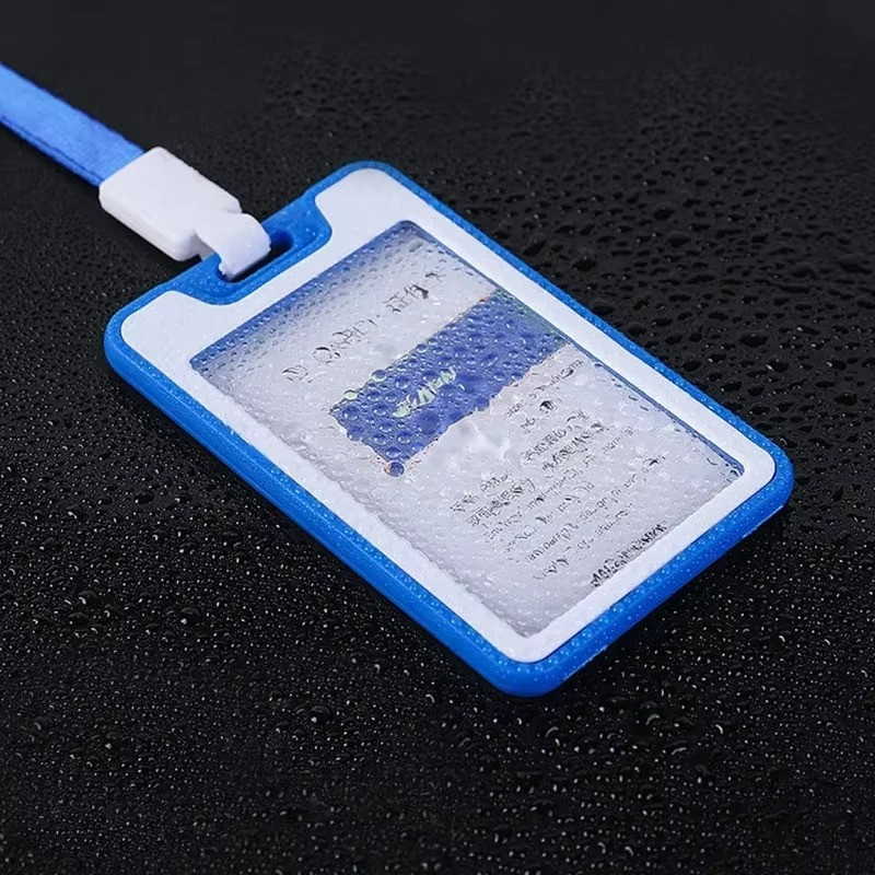 ID Badge Holder Double-Sided Windows Clear Vertical Card Holder with Lanyard