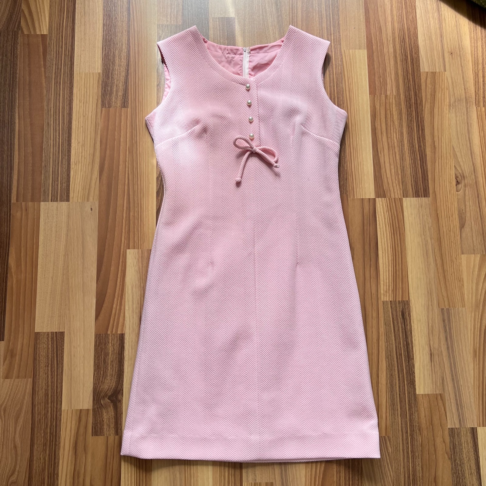 60s 70s Pink Mod Shift Mini Dress Sleeveless Aline Twiggy Style Go Go Space Age