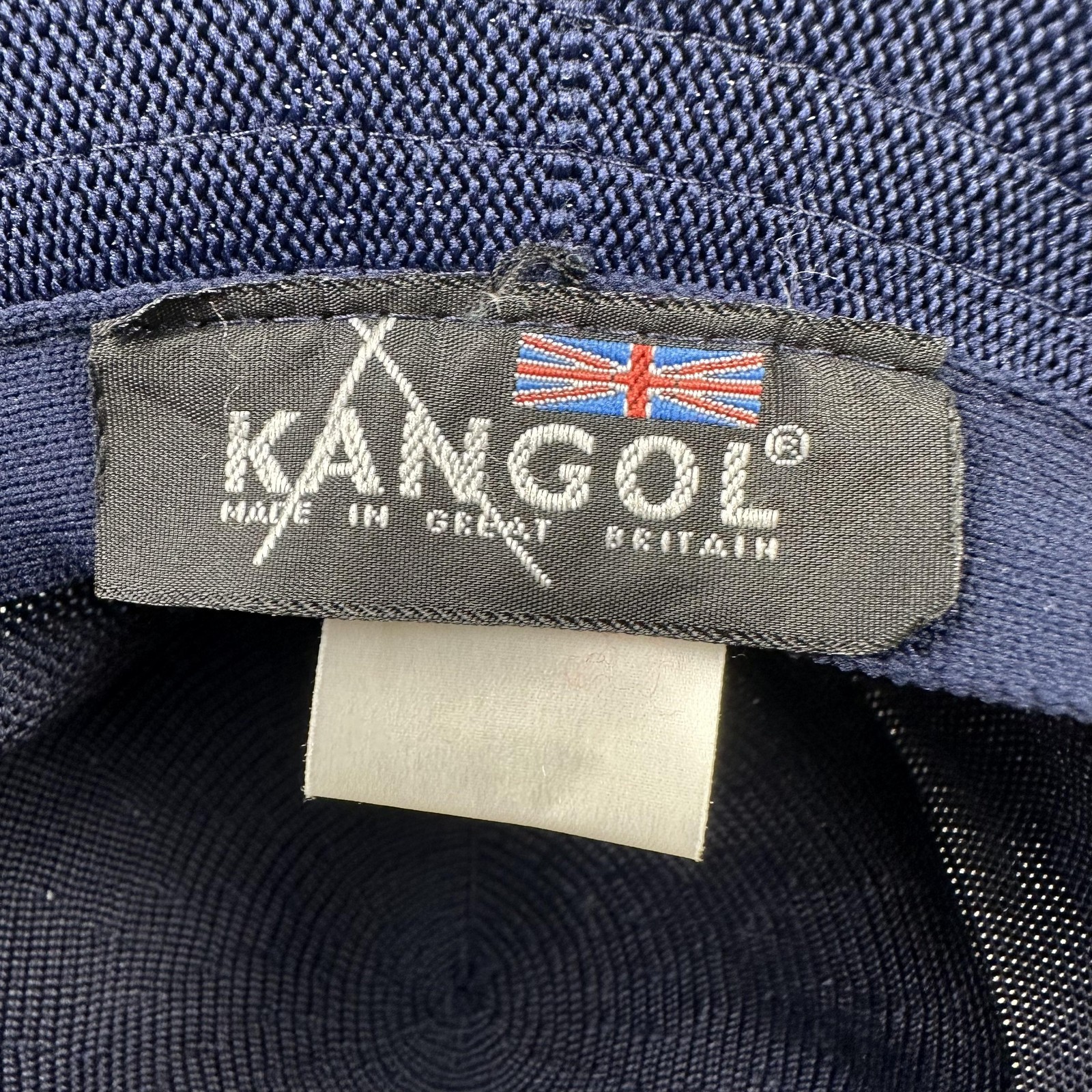 Vintage Kangol Bucket Hat Cap 7-1/8 Navy Blue Tropic Kangaroo Logo Woven 90s