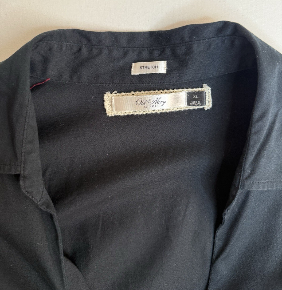 VTG Y2K Old Navy Black Long Sleeve Front Tie Top Dark Cottage Core Size XL