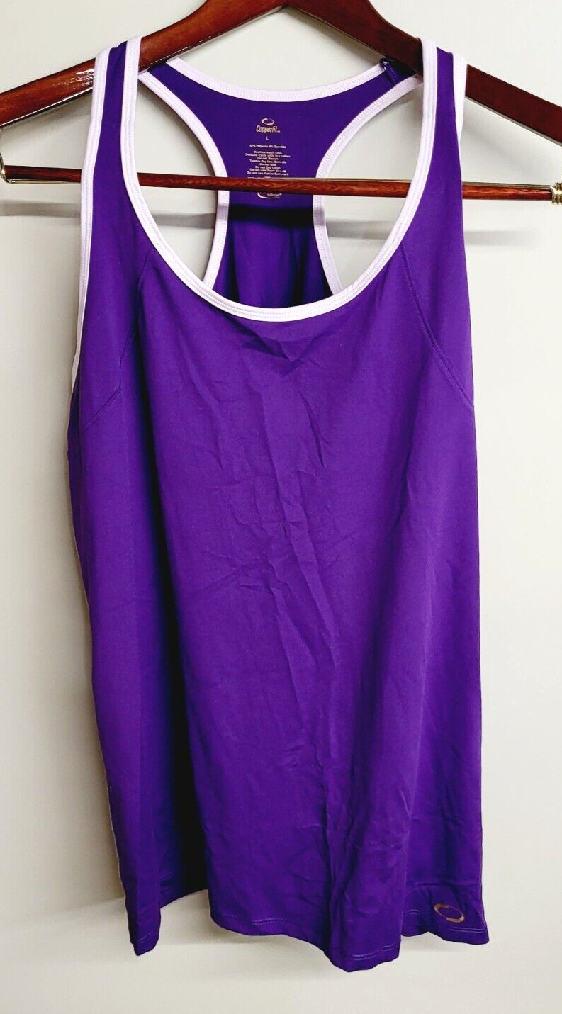COPPER FIT Women’s Purple White Racerback Athletic Sports Top Size L #538962 NEW