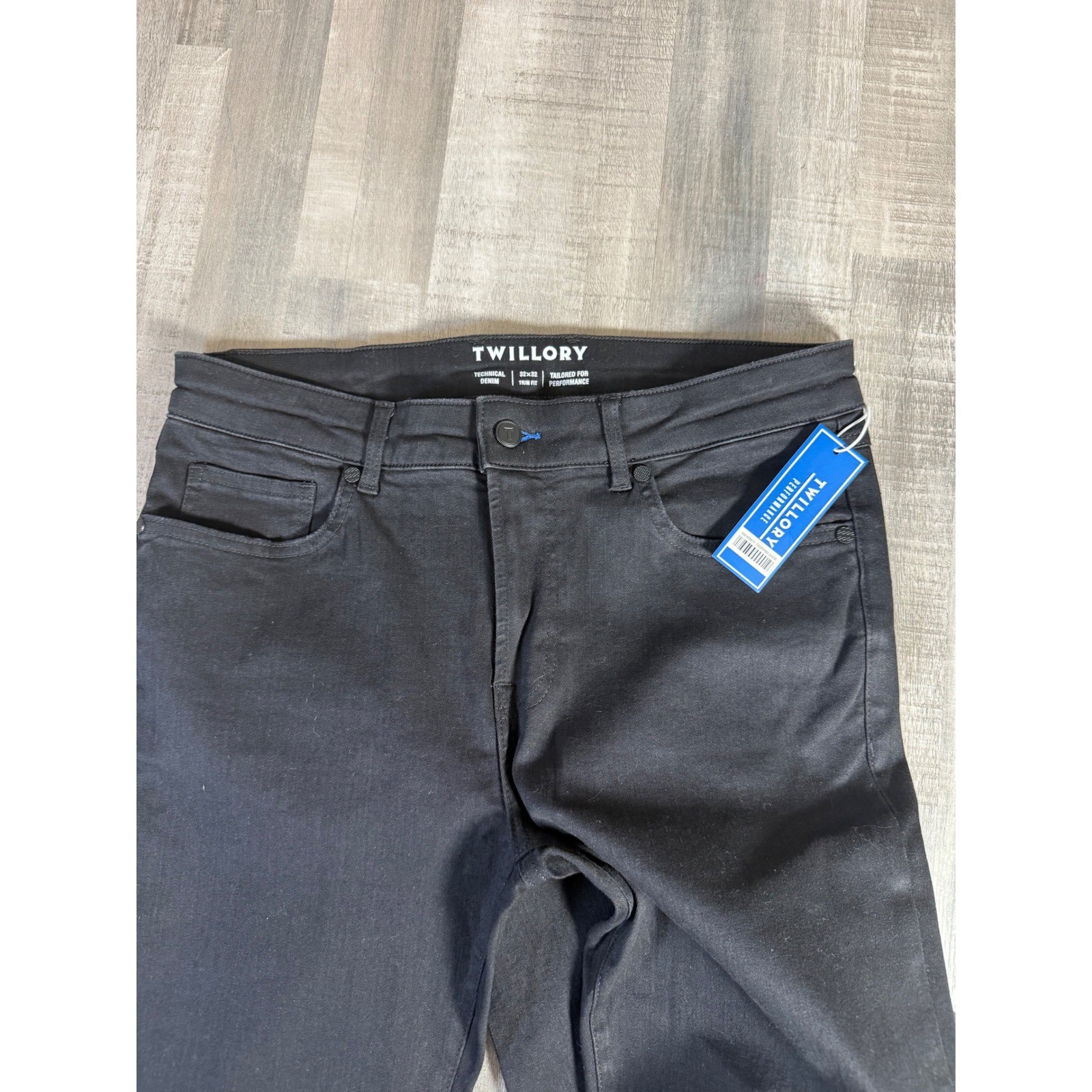 Twillory Performance Technical Denim Mens 32×32 Black Trim Fit Stretch Pants NWT