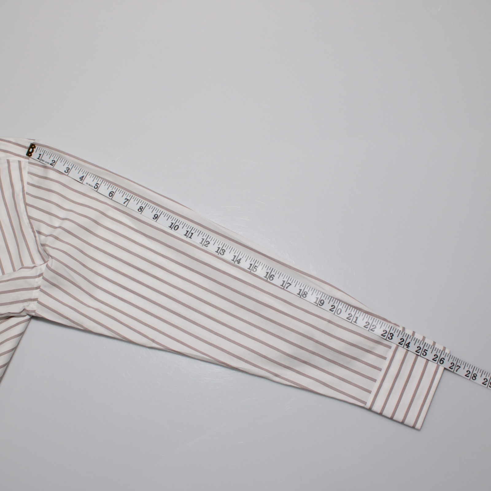 Stenstroms NWT Dress Shirt Size 46 18 in White with Brown Stripes 100% Cotton