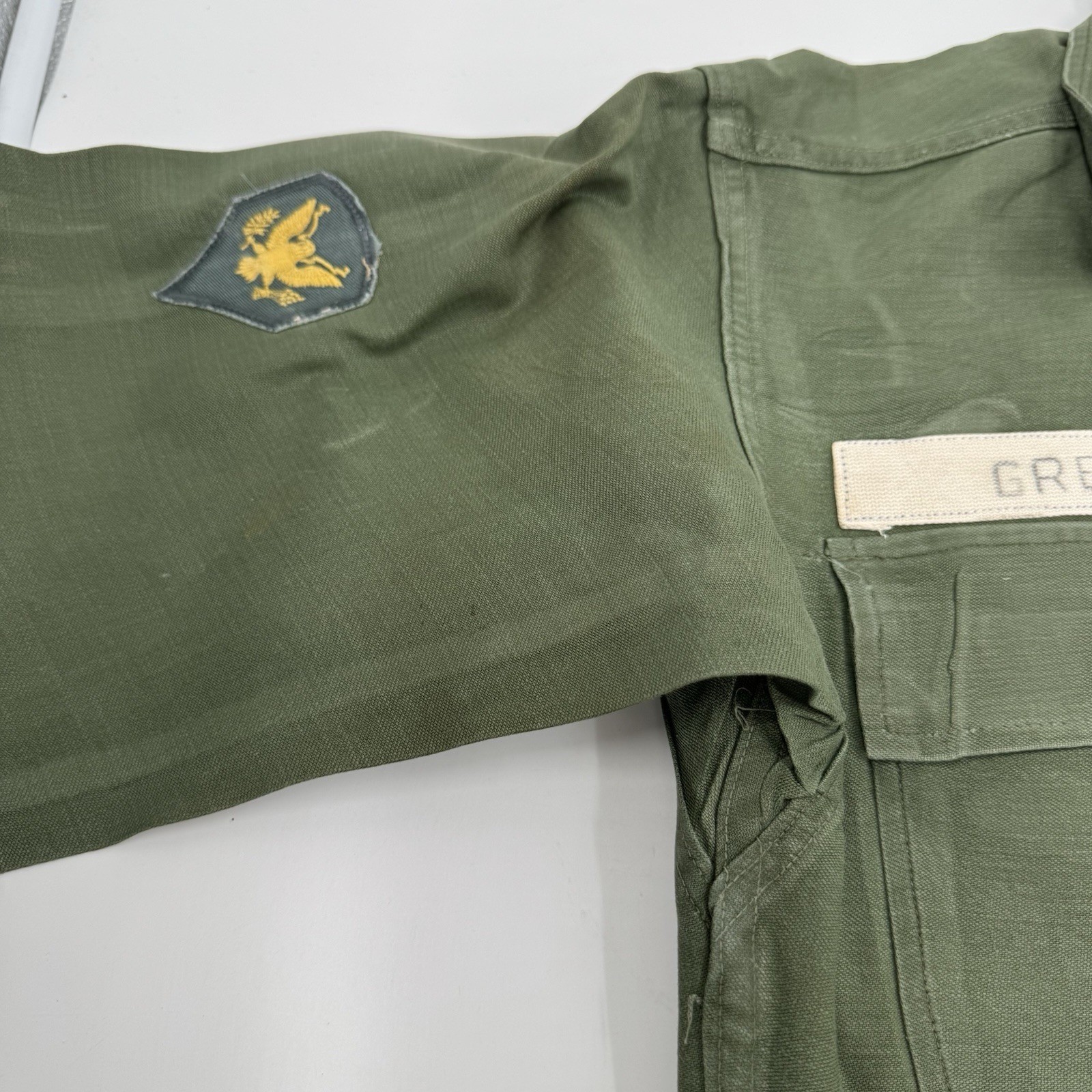 Vtg US Army Military Stencil Shirt Jacket WWII Korean Vietnam War Uniform L