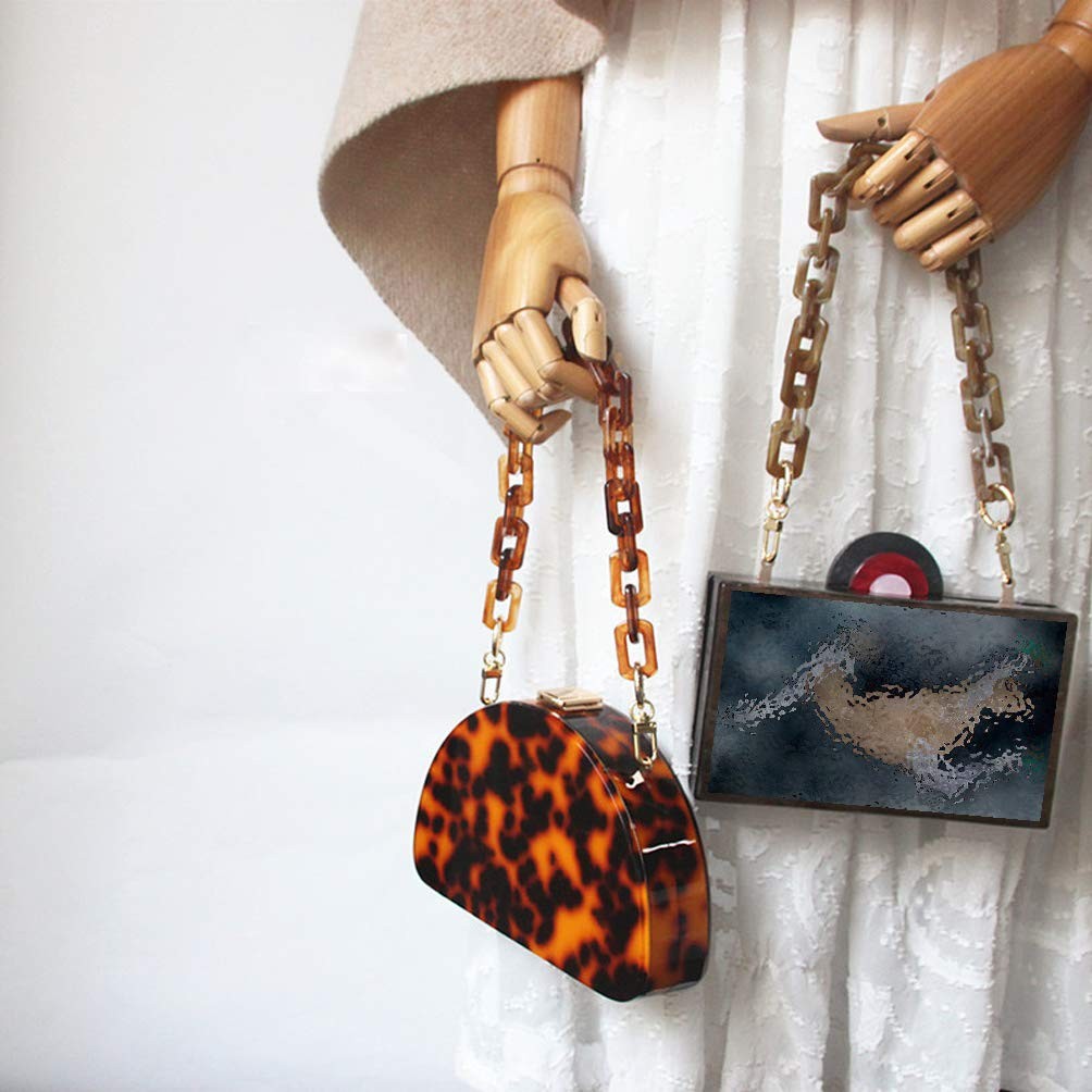 17.3 inch Retro Tortoise Shell Pattern Resin Replacement Purse 17.7 inches