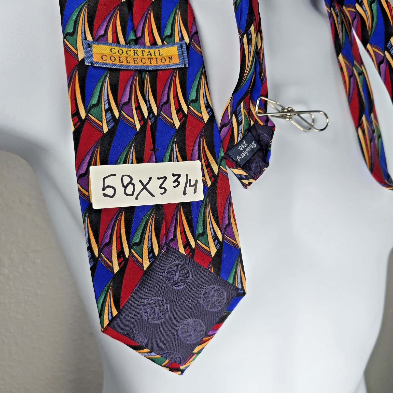Cocktail Collection Tie Mens 58×3.25 inches Silk Geometric Pattern Retro Necktie