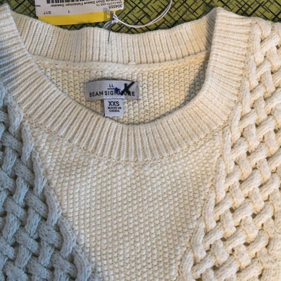 NWT LL Bean Signature Short Sleeve Fisherman Sweater s xxs fits big retails $178