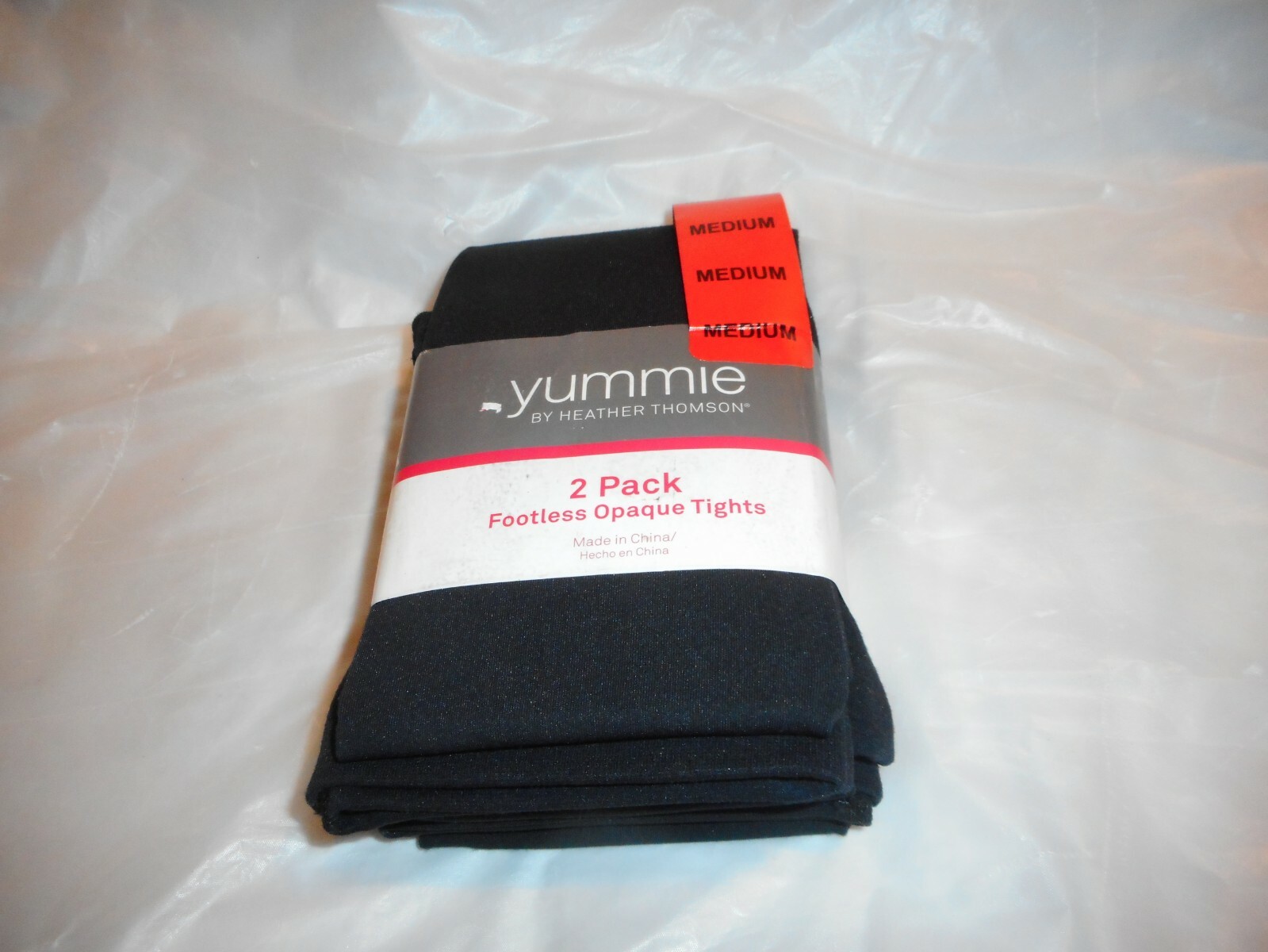 Yummie 2 PK by heather thomson Black Footless Opaque Tights S,M,,& L