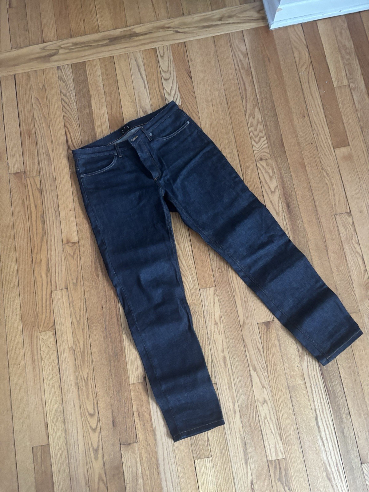 Asket Men’s Raw Denim Jeans 34×32 Blue, Organic Cotton, Made in Italy