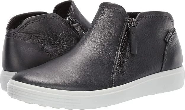 ECCO Soft 7 Women’s Black Nubuck Zip Bootie Dark Shadow Metallic 40 9-9.5 New