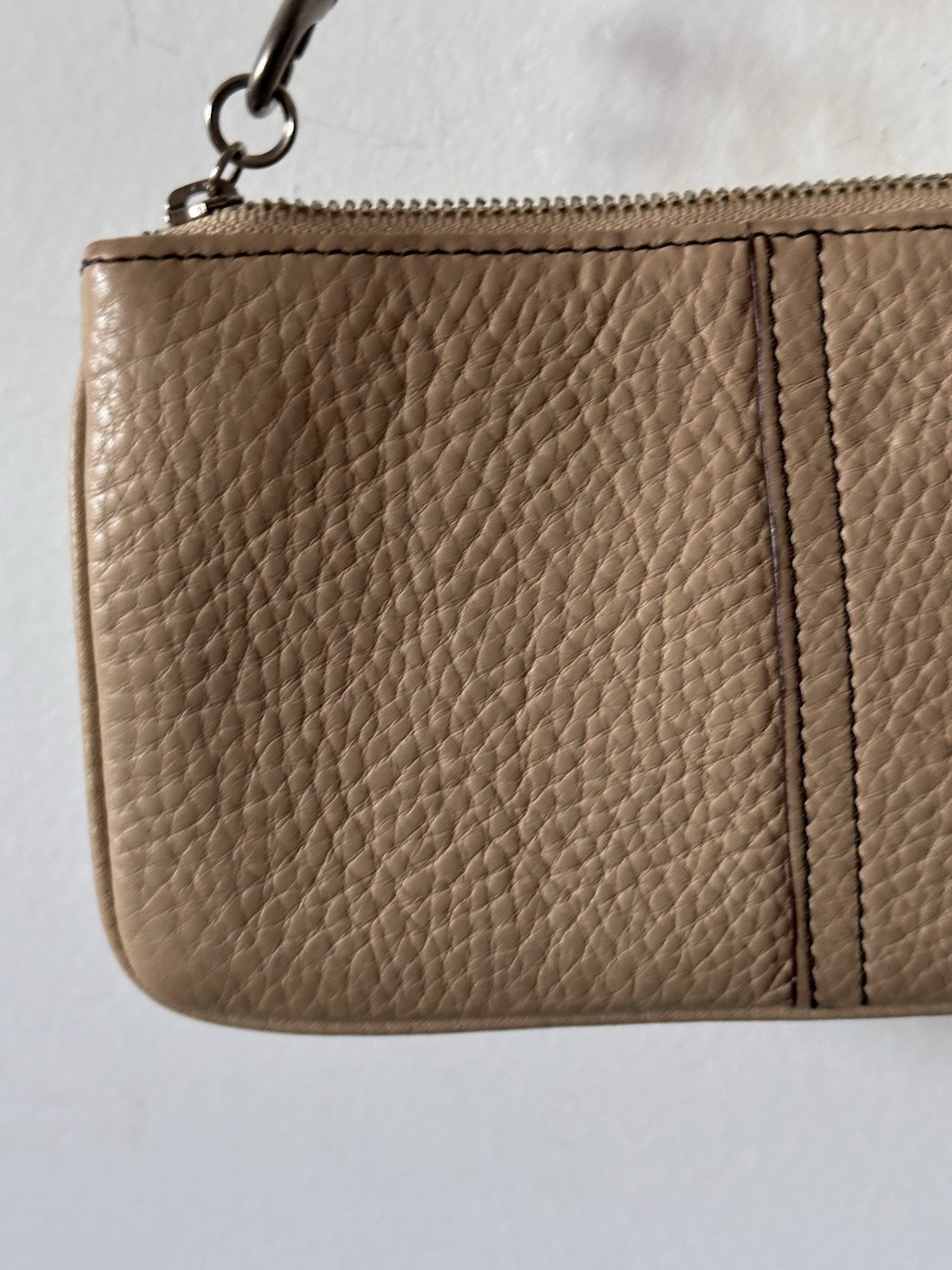Coach C0059 Mini Wallet Pebbled Veg Tan Natural Leather Brown Leather Strap Zip