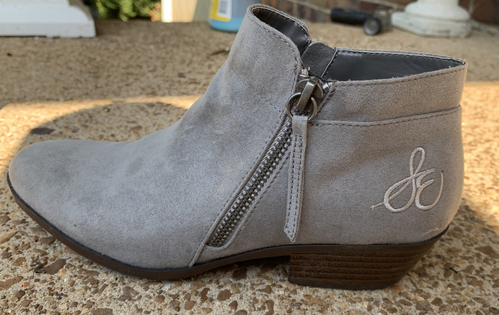 Sam Edelman Girls Suede Ash Gray Ankle Boots Size Kids 3.