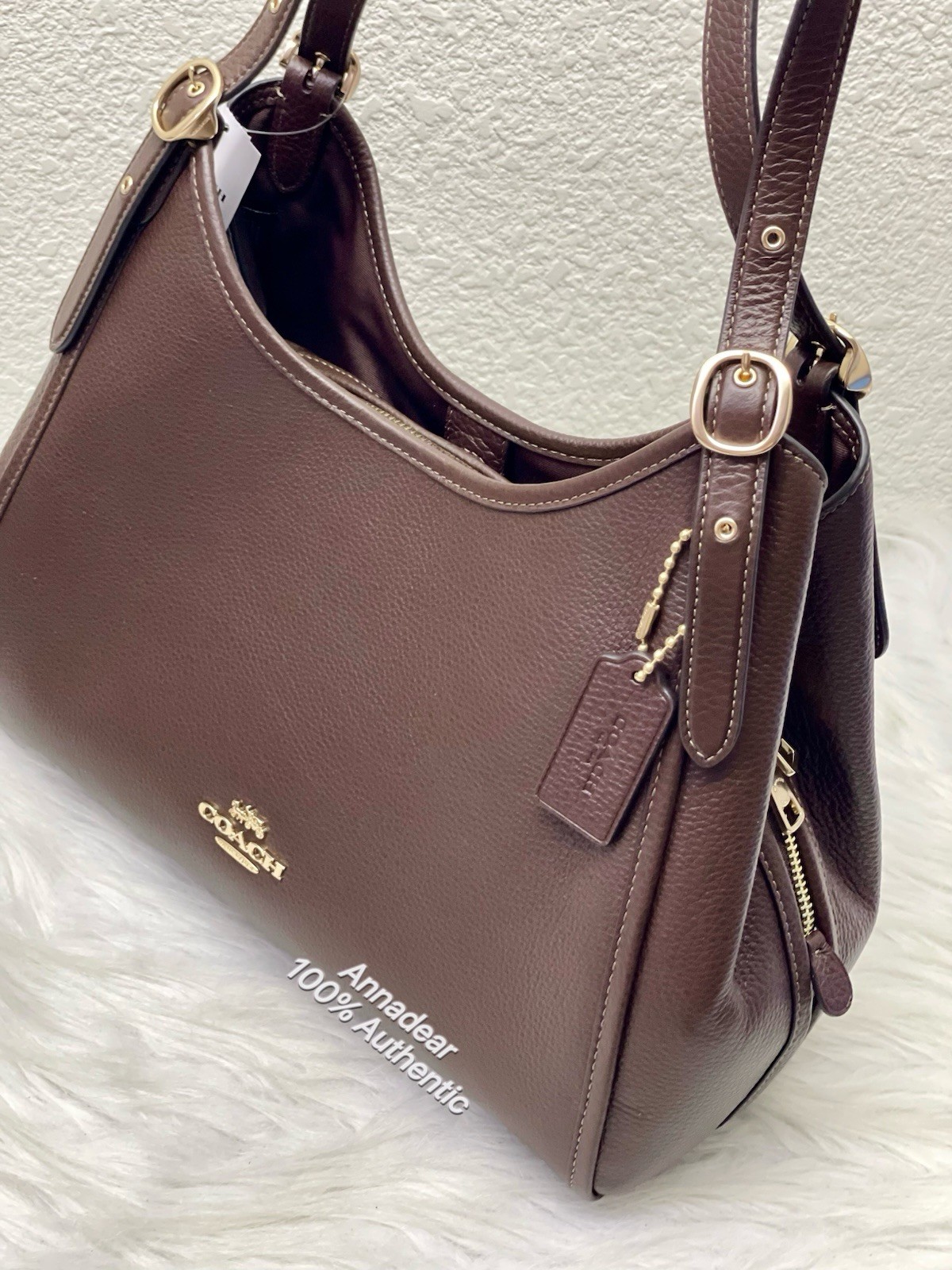 Coach Erin Shoulder Bag In pebble Leather/Gold/Maple CAQ86 NWT