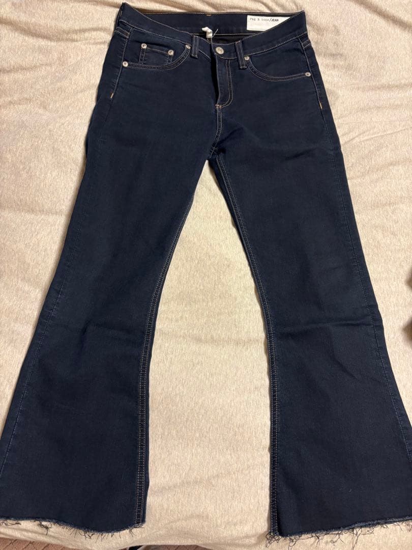rag & bone Dark Indigo Flare Denim Pants Cut-Off Hem Size M