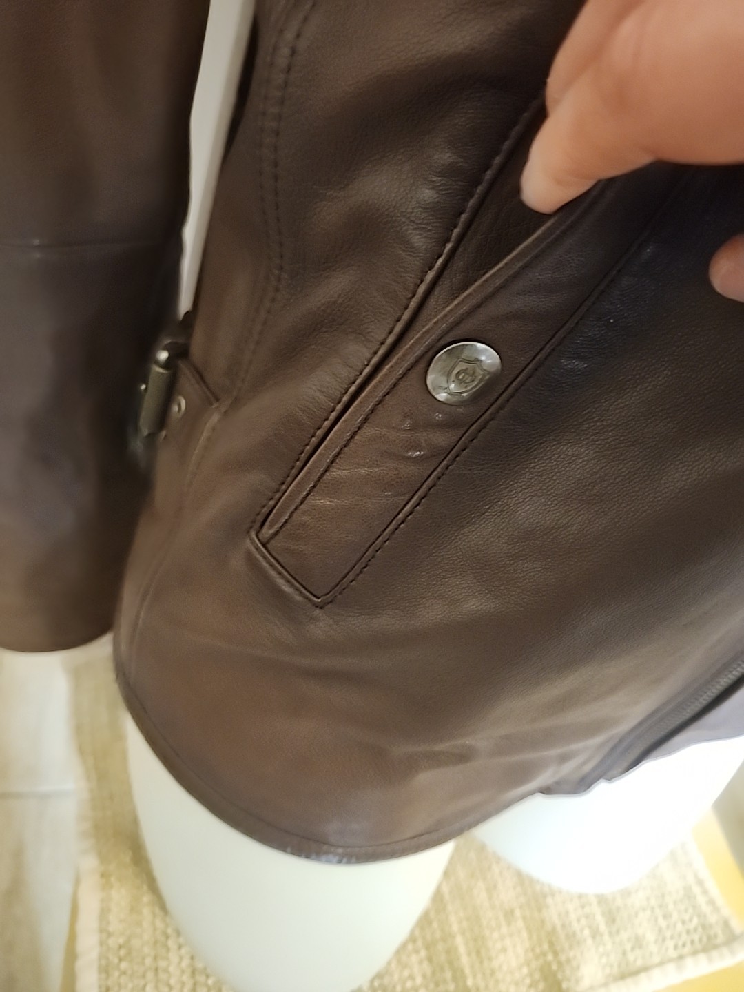 Mens Massimo Dutti Brown Nappa Lambskin Moto Aviation Leather Jacket Small EUC