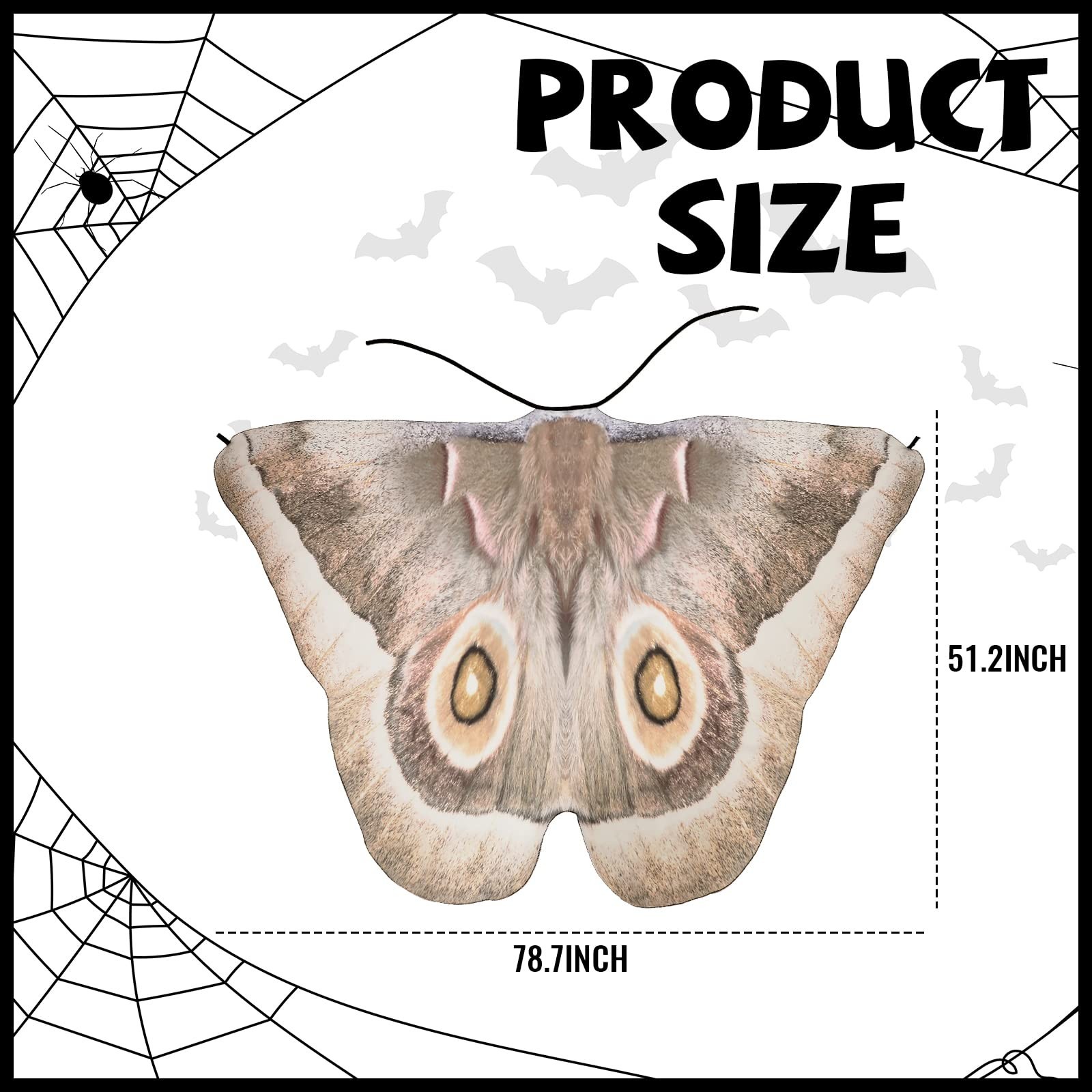 2 Pcs Halloween Moth Butterfly Wings Cape Costume with Feather Ant Headband