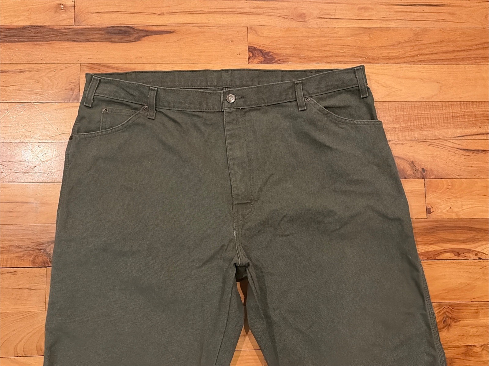 Dickies Carpenter Pants Mens 42 x 30 Green Relaxed Fit Work Canvas Hammer Loop