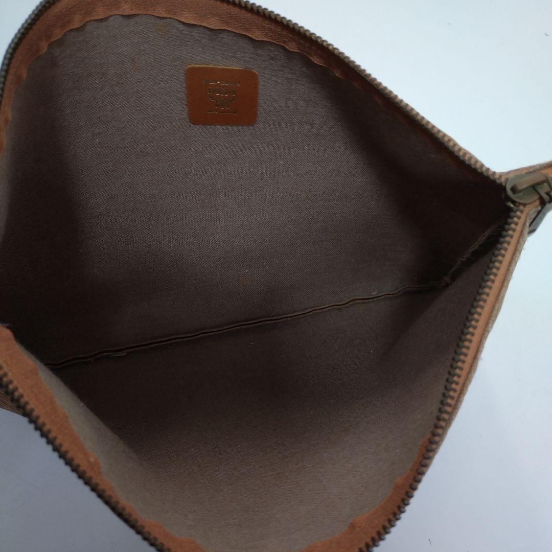 MCM Vintage Clutch Bag Pouch, Leather, 11.6×7.9 inches Used