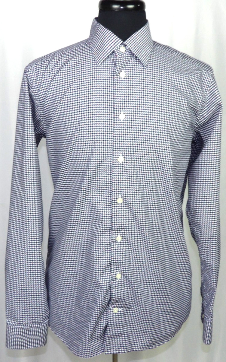 ETON Long Sleeved Check Polka Dot Slim Fit Button Up Dress Shirt Men’s 16.5 – 42