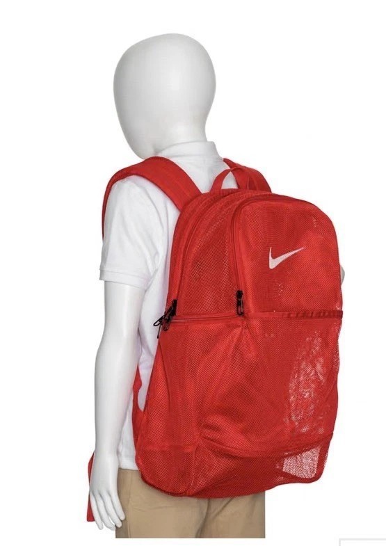 Nike Brasilia Mesh Backpack 26L BA6050-657 Red Gym Training Bag New