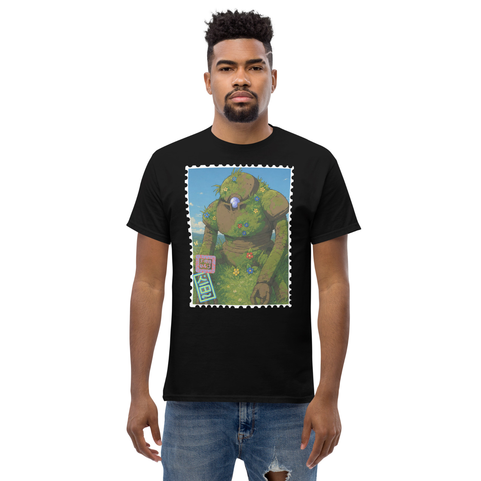 Medieval Fantasy Golem RPG Graphic T-Shirt Vintage Postage Stamp 100% Cotton