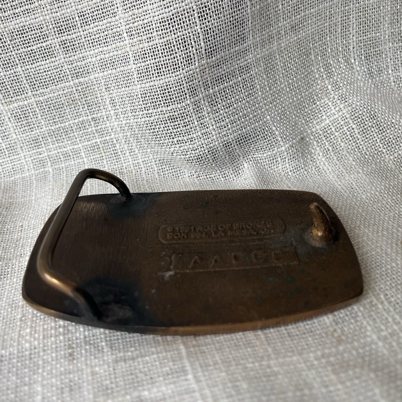 1980s Solid Bronze Belt Buckle – B&P Construction, San Diego California