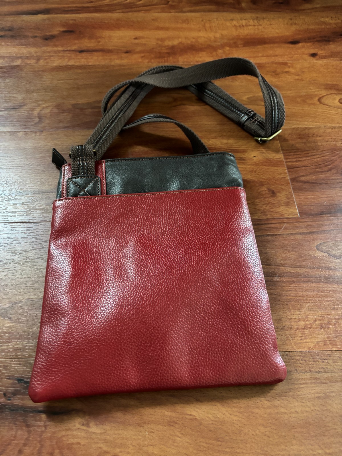 Chala Red and Brown Crossbody with Cross Keychain