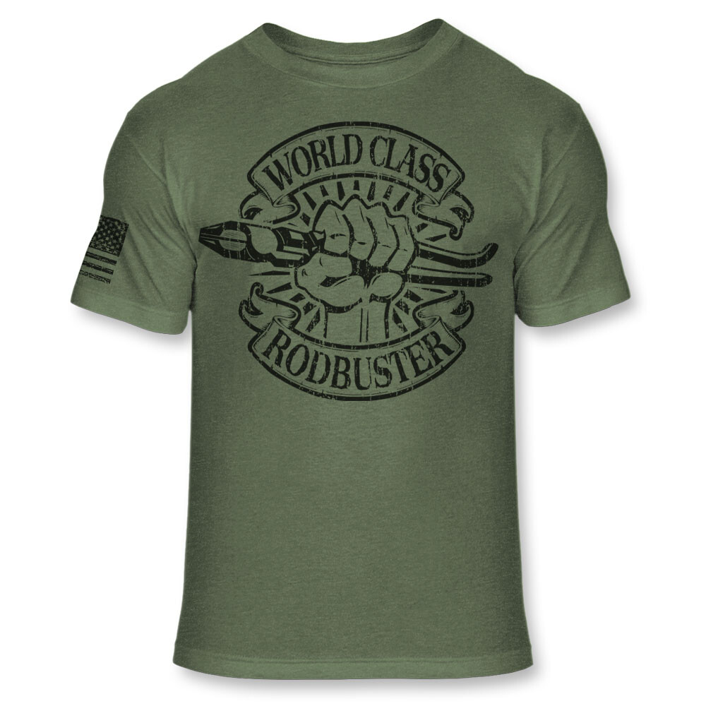 World Class Rodbuster US Military Arm Flag Rebar Worker Soft Blend Shirt – A76