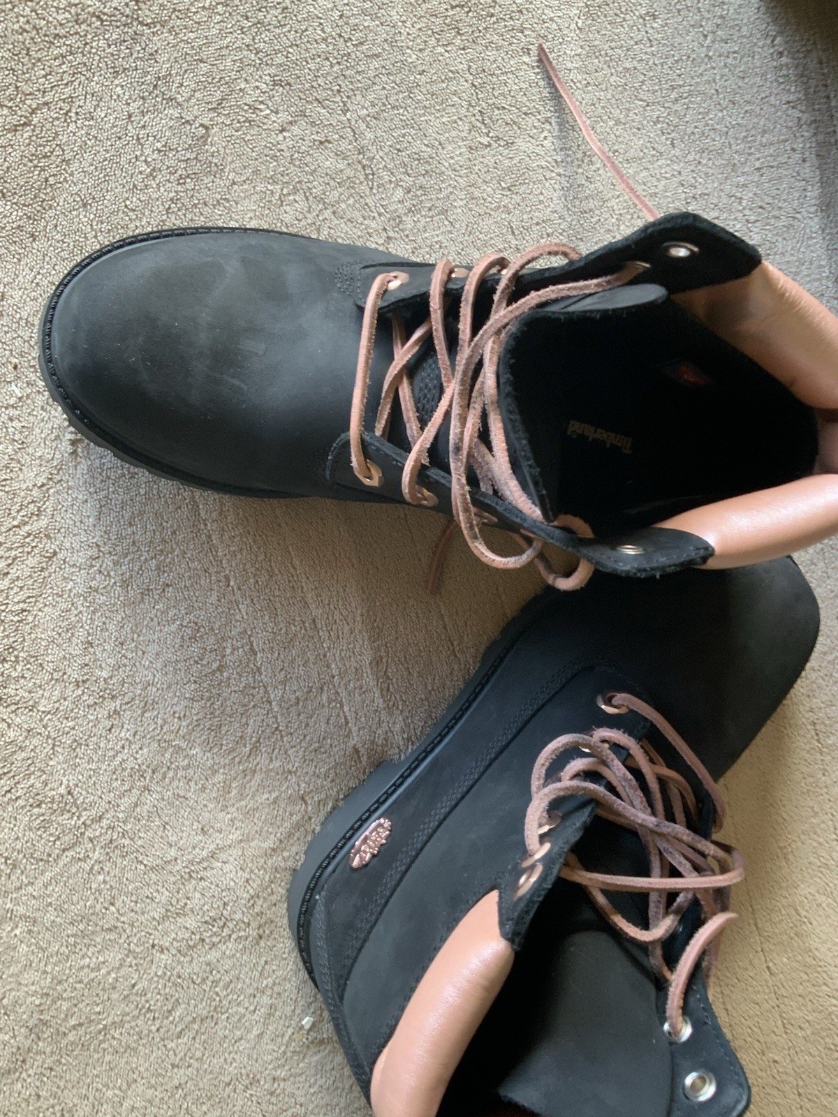 Timberland Waterproof Leather Ankle Work Boots Black/Brown Lace-Up US 4.5 EU 37