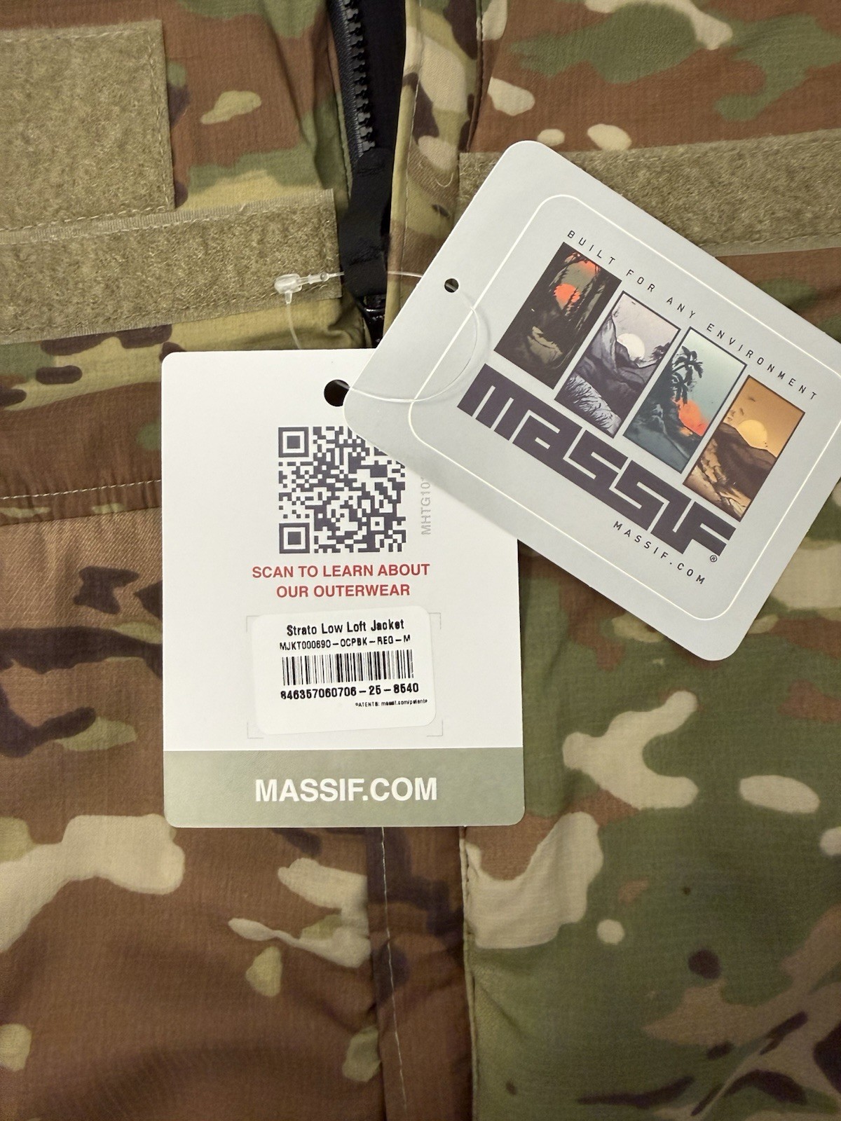 Massif Strato Low Loft Reversible Jacket – Camo /Black, Size M-R (non FR)