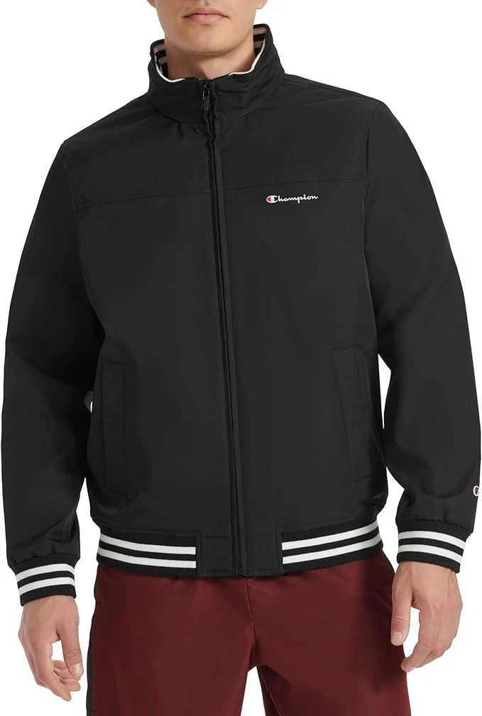 Champion Men’s Regatta Full-Zip Bomber Jacket -Hood in the Collar Black Size: M