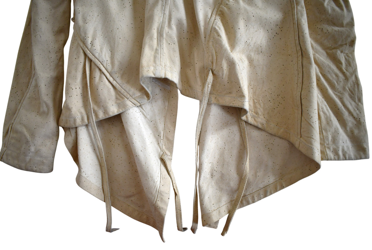 ANN DEMEULEMEESTER Cream PERFORATED LEATHER Women’s Jacket 36 FRANCE