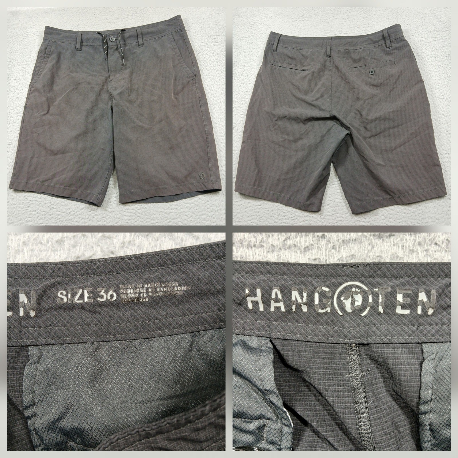 Hang Ten Hybrid Shorts Mens 36 Dark Grey Heathered Stretch Quick Dry Surf