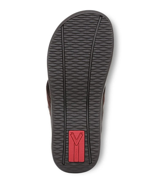 Vionic Men’s Tide II Toe Post Sandal, Chocolate Ganache
