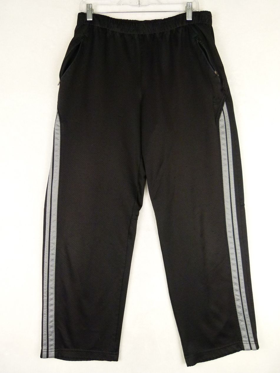 Starter Men’s Medium 32-34 Black Solid Track Pants Elastic Waist Zip Pockets