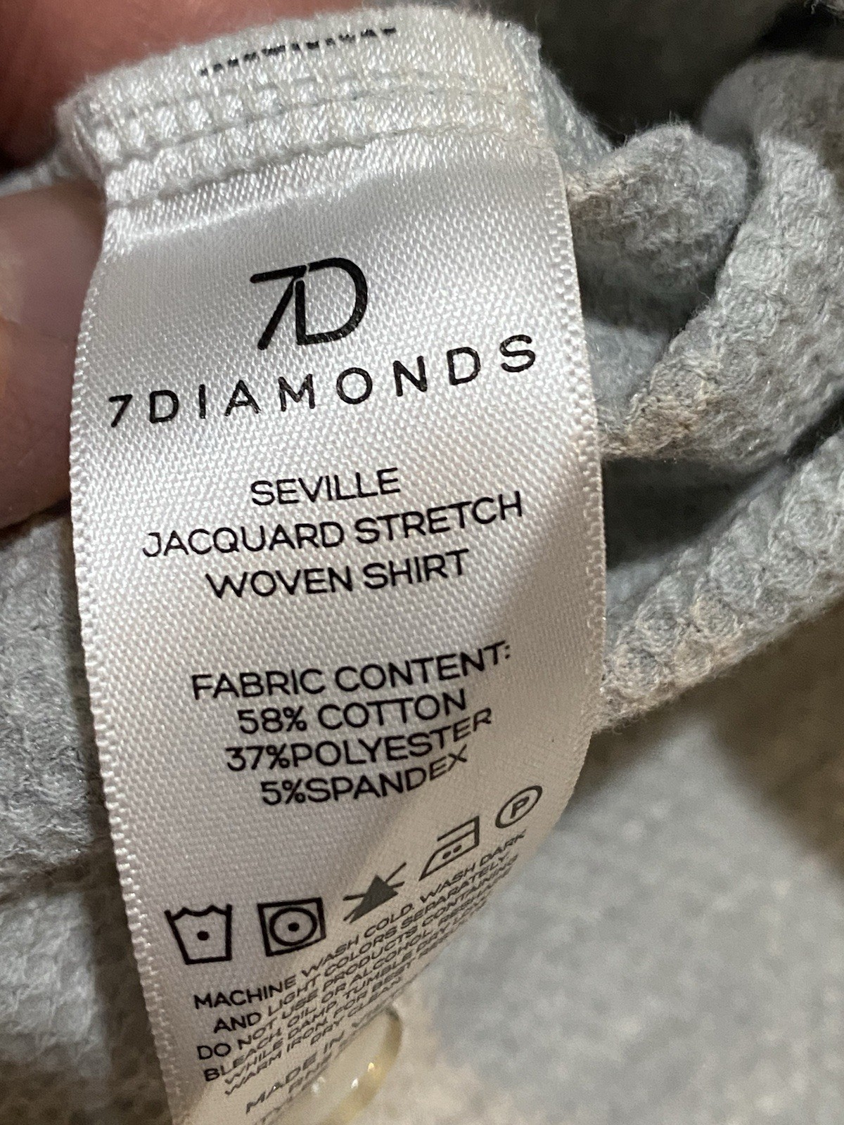 7Diamonds Seville Jacquard Stretch Button-Down Shirt Mens Sz L Light Gray