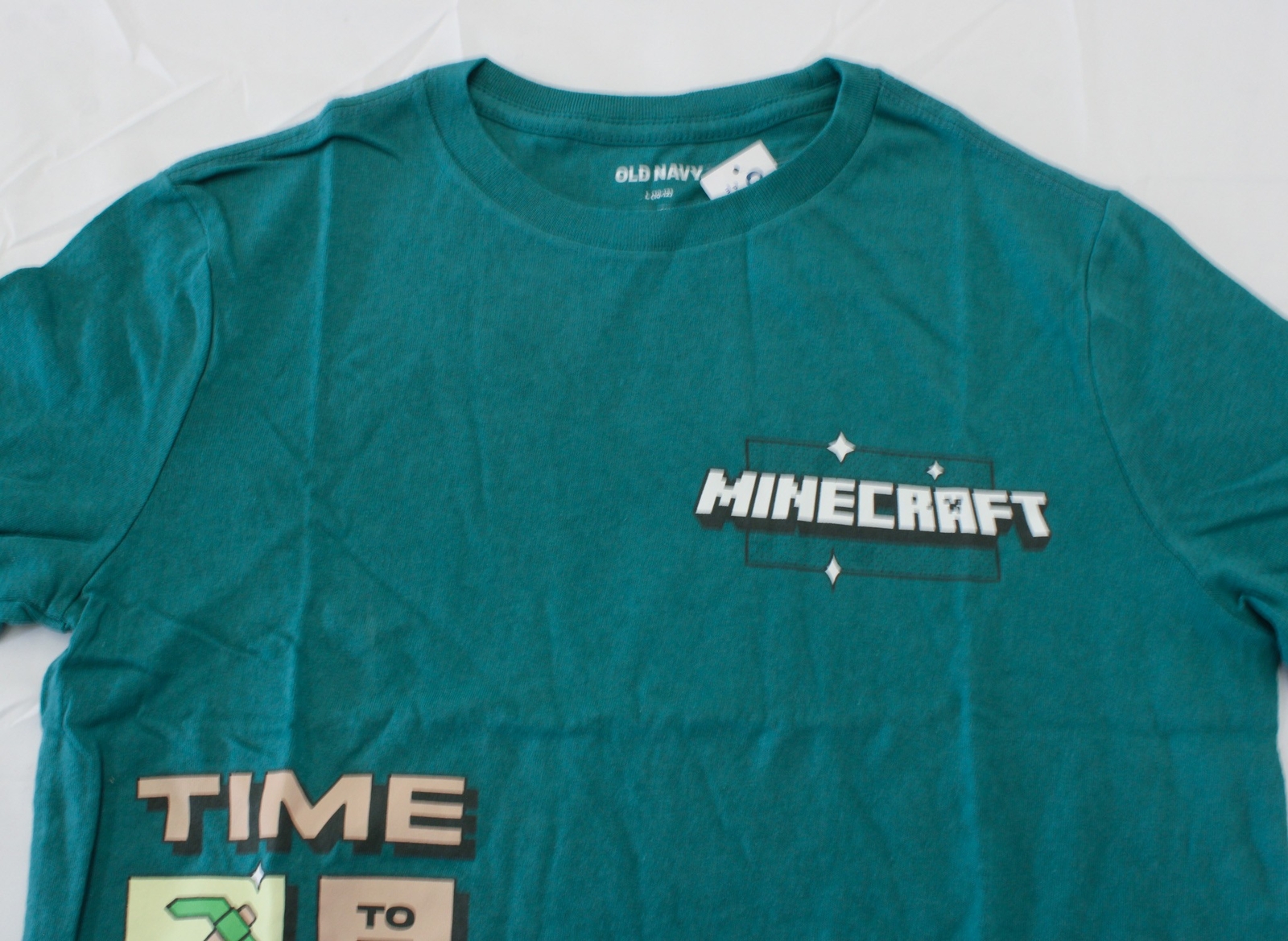 Old Navy Gender Neutral Kid’s Minecraft Graphic T-Shirt BE5 Ocean Wave Large