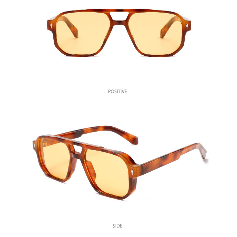 Classic Square Double Bridge Pilot Sunglasses Men Retro Outdoor Shade Glasses