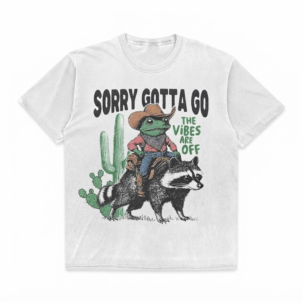 Funny Frog Cowboy Riding Raccoon White T-Shirt, Sarcastic Western Gift For Frien