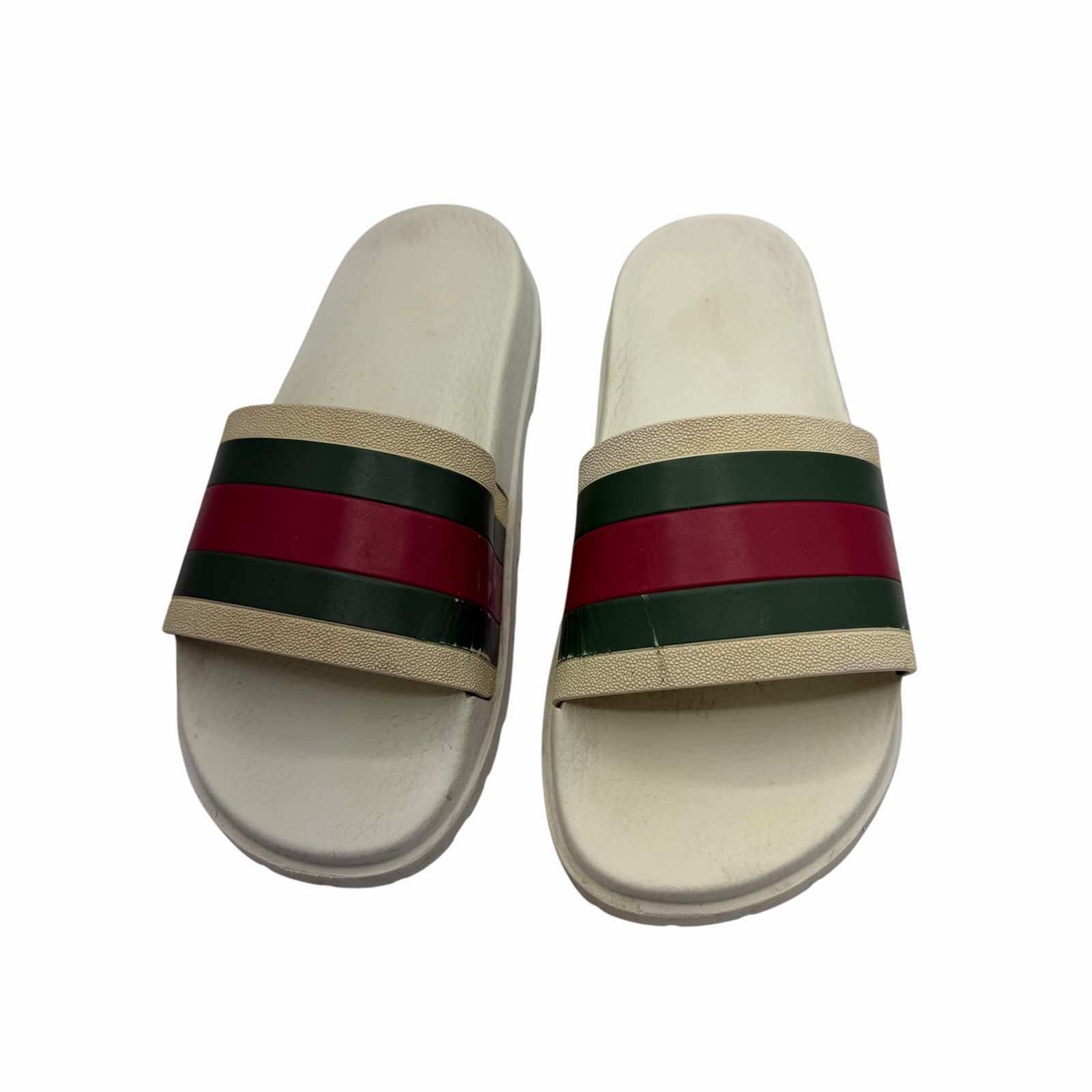 Gucci Men’s Web Rubber Slide Sandals Stripe Size 10 Read Description